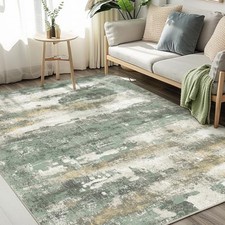 Area Rugs 5x7 for Living Room Bedroom, Modern Abstract Machine 5'x7' Sage Green