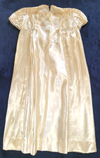 Baby Christening Gown Antique Vintage Ivory Satin Handstitched Long Handmade