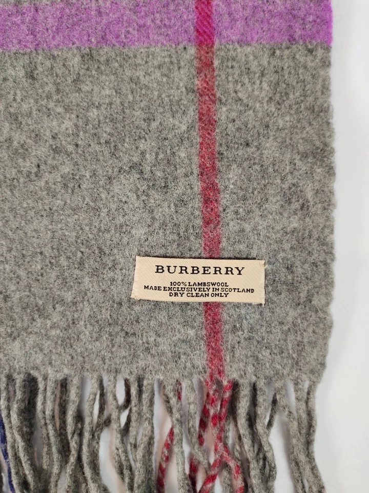 Burberry genuine vintage Giant check Grey 100% Lambswool winter Scarf Scarves — 第 4/4 张图片