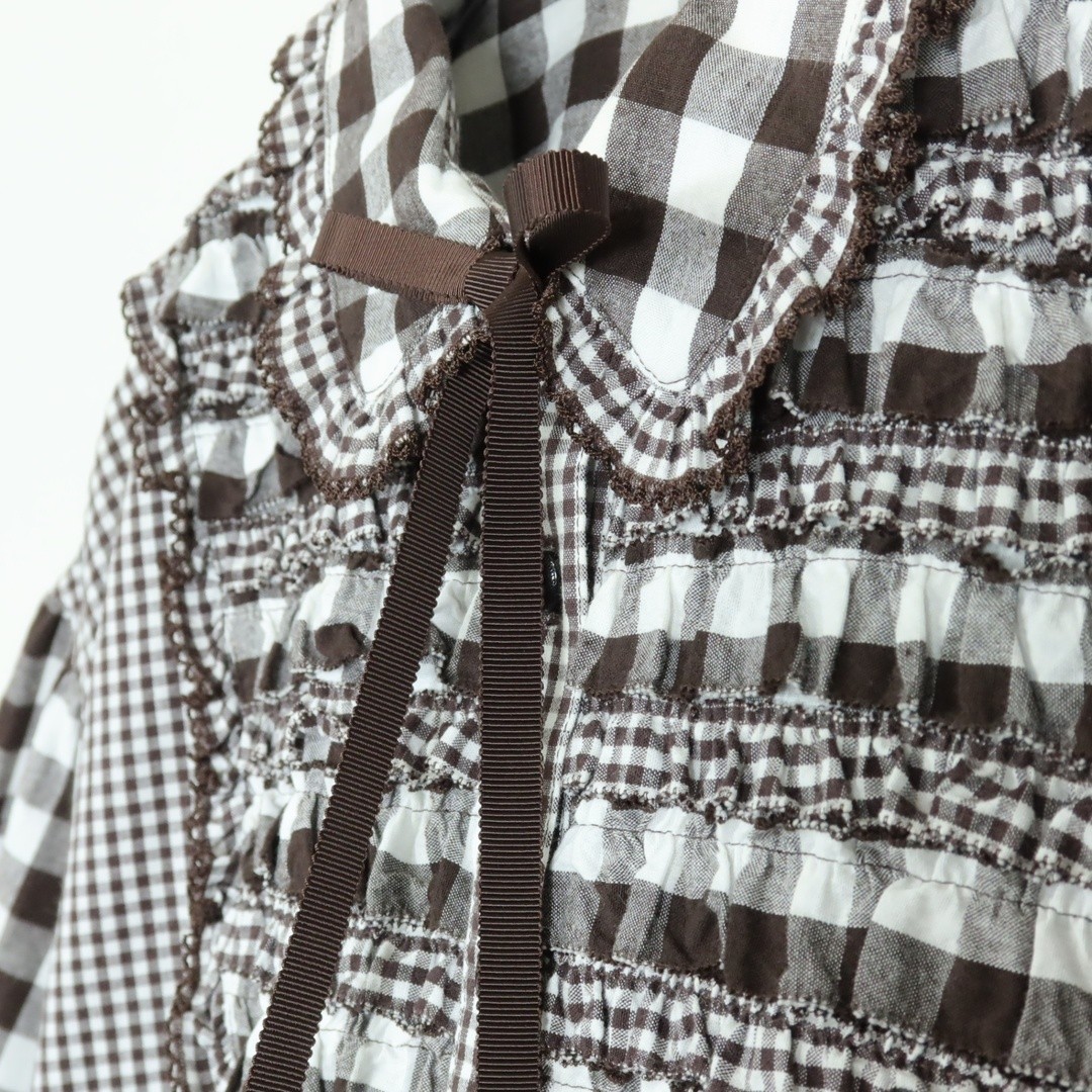 Pink HouseGingham Patchwork Tiered Ruffle Blouse … - image 4