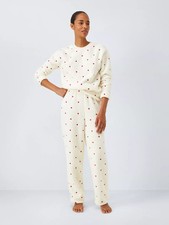 John Lewis Fleece Pyjama Set Pyjamas Heart Borg Lounge Set M / UK 12 - BNWT £39