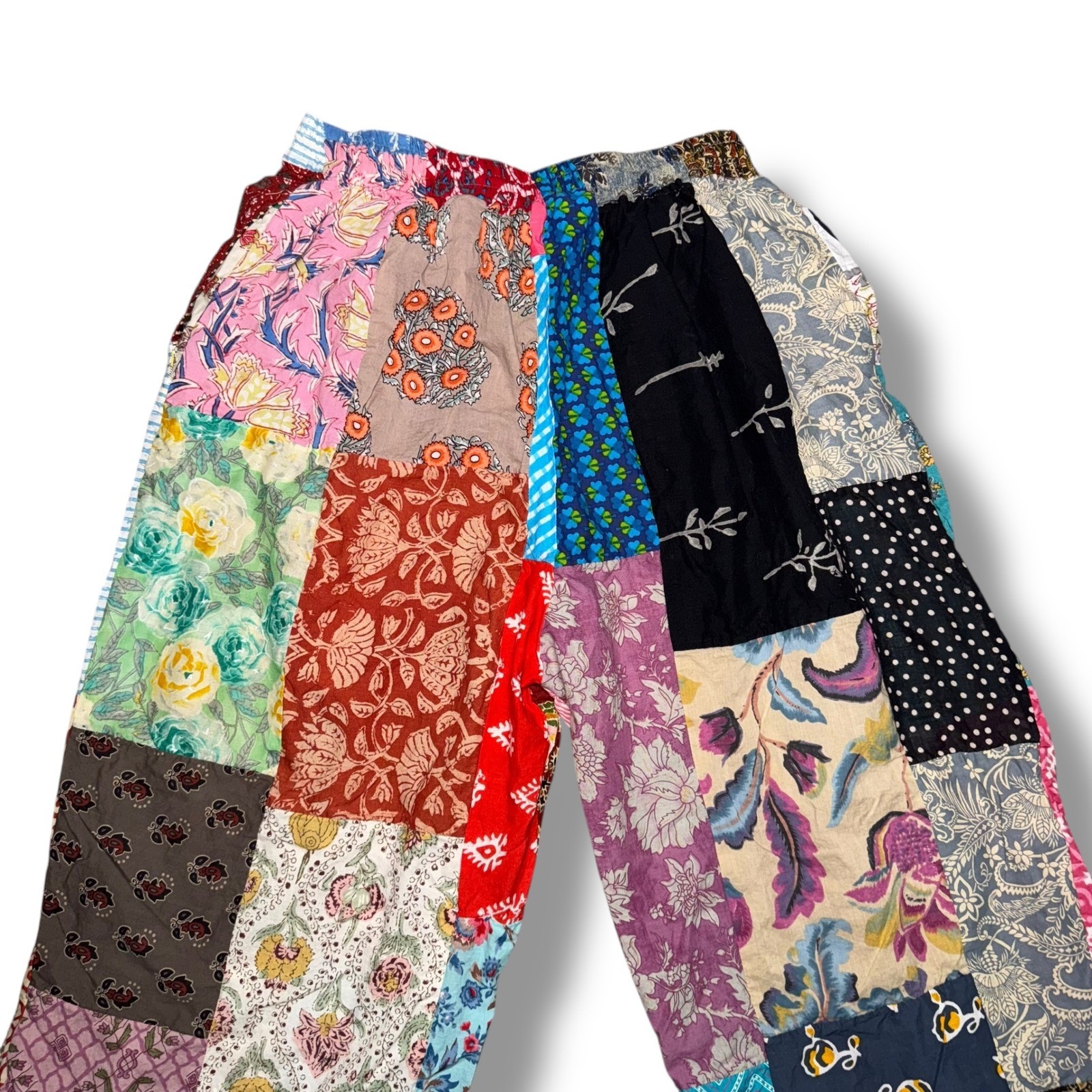 Unique Patchwork Cotton Lounge Pants Boho Bohemia… - image 4