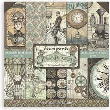 Stamperia Double-Sided Paper Pad 8"X8" 10/Pkg-Voyages Fantastiques, 10 Designs/1