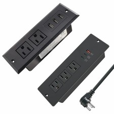 45W Recessed Power Strip USB C Flush Mount Desk Power Outlets Flat Plug Exten...