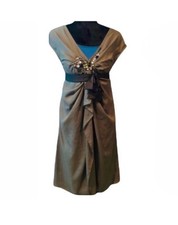 BNX Dress with blue slip dress Underneath dress & satin belt retails $172 NWT