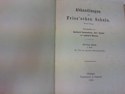 ABHANDLUNGEN DER FRIES'SCHEN SCHULE. Neue Folge Zweiter Band  Heft 4 Sogenannte 
