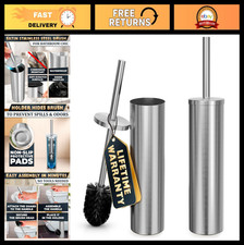 Stylish Stainless Steel Toilet Brush Set - 2 Pcs with Splash Cover, Sturdy Brist