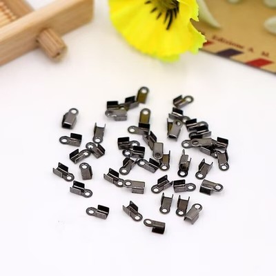 1000 Gunmetal Tone Necklace Cord Crimp End Caps With Loop 3X6mmDIY Finding