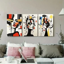 3pcs Bold Geometric Design  Wall Art Canvas Framed 50x70cm