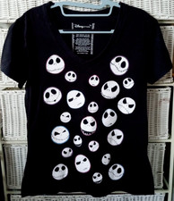 Jack Skellington Faces Nightmare Before Christmas Black T-Shirt Disney Store M