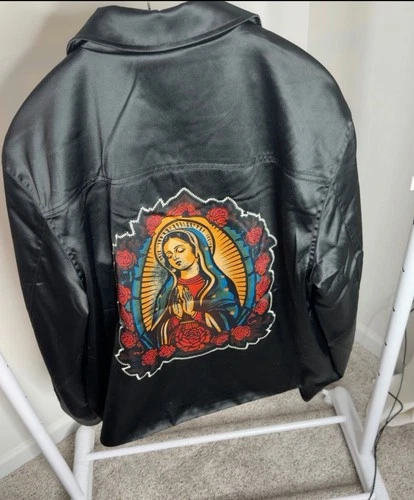 NWT NovaMEN - SZ MED - Paradise Satin Jacket Virgin Mary Graphic NWT - SZ M - product listing photo