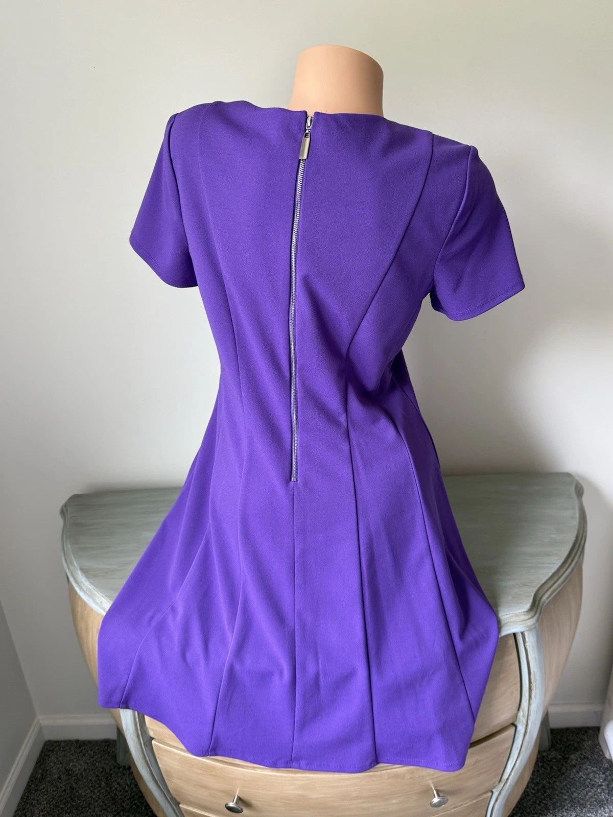 Abito Alyx Tg 10 M Viola Uva Manica Corta Buco della Serra Ginocchio Linea A Orchidea Sera