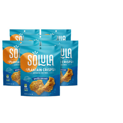 Solula Plantain Crisps Tostones Pacific Sea Salt 4 Ounce Pack Of 6 Kettle