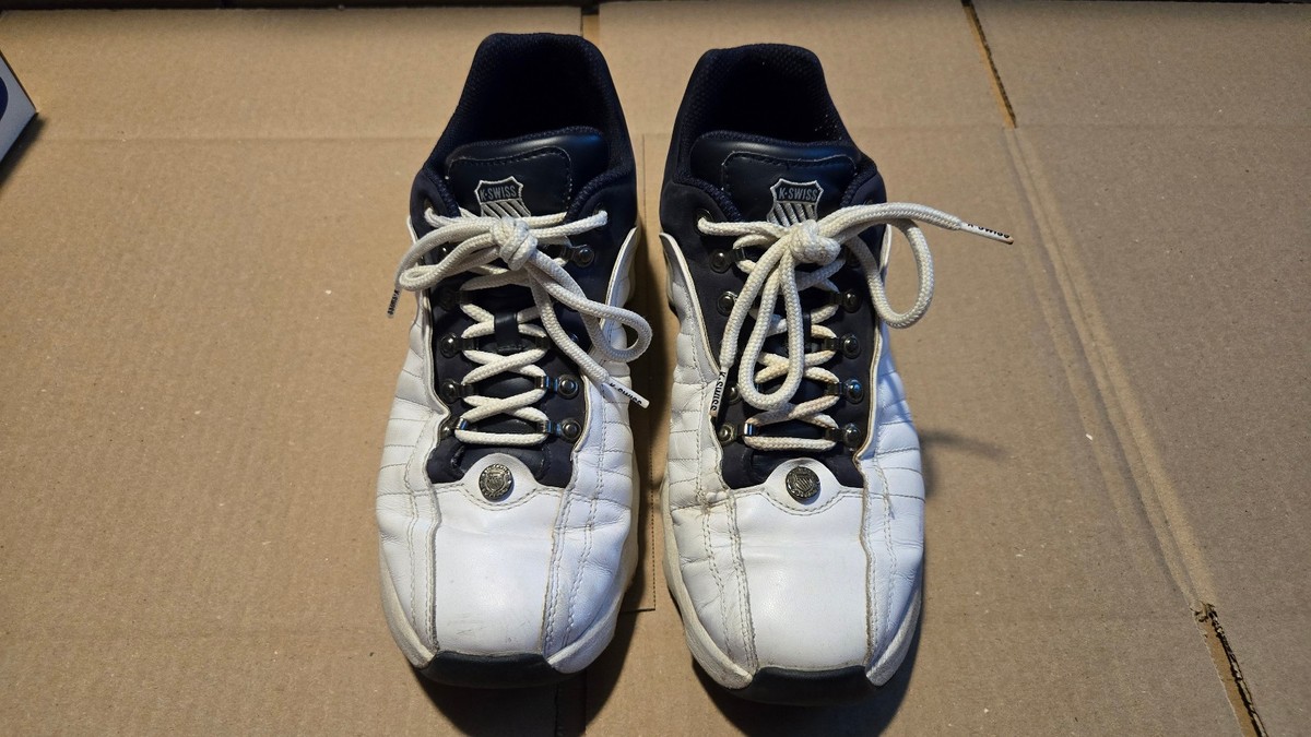 K-Swiss Varoom Tennis Trainers 2000s VINTAGE Y2K Sz 11 Mens Shoes White Navy View 2
