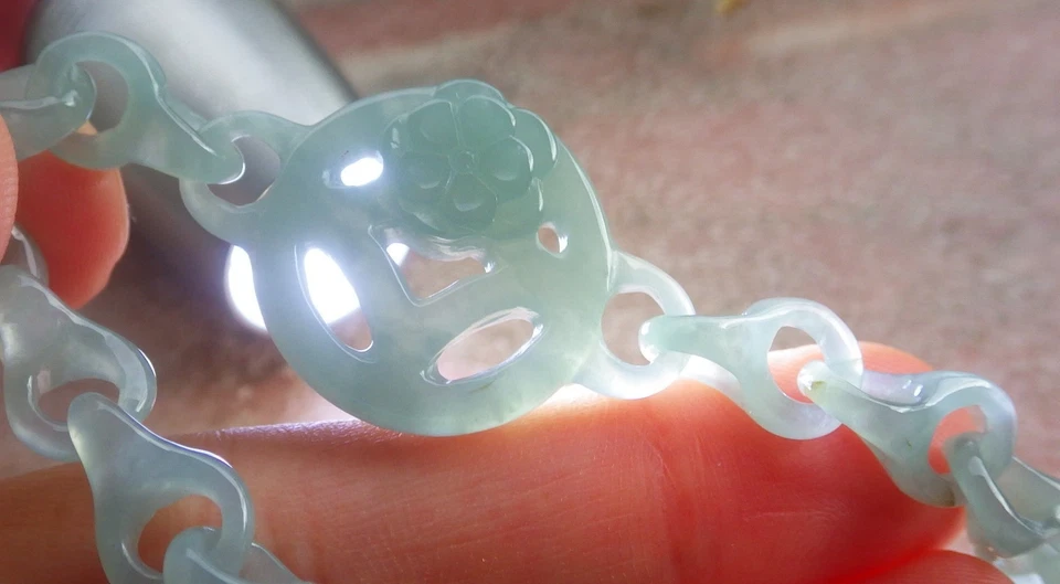 Brazalete Brazalete Hueso Dragón Cuentas Jadeíta Jade Verde Certificado Video 206663 Foto 4 de 4