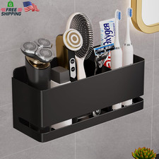 Aluminum Electric Toothbrush Holder Wall Mounted 3 Slot Black
