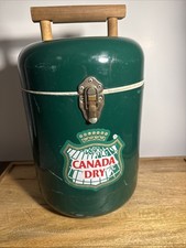 Cofre de hielo portátil de metal verde 9"x16" enfriador seco Canadá vintage