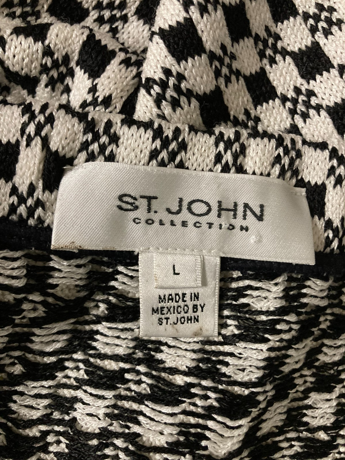 St. John Collection Black White Houndstooth Knit Skirt Size Large Quiet Luxury image 3