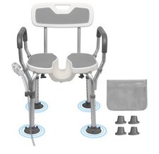 Image of Adult Shower Chair with Arms and Back Heavy Duty, Adjustable Seat