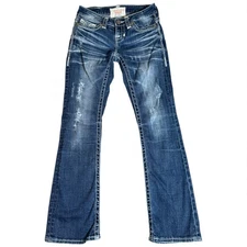 Big Star The Legendary Liv Bootcut Jeans Womens 25 Blue Denim Distressed Casual