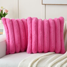Hot Pink Decorative Throw Pillow Covers 18X18 Inch Set of 2, Square Soft