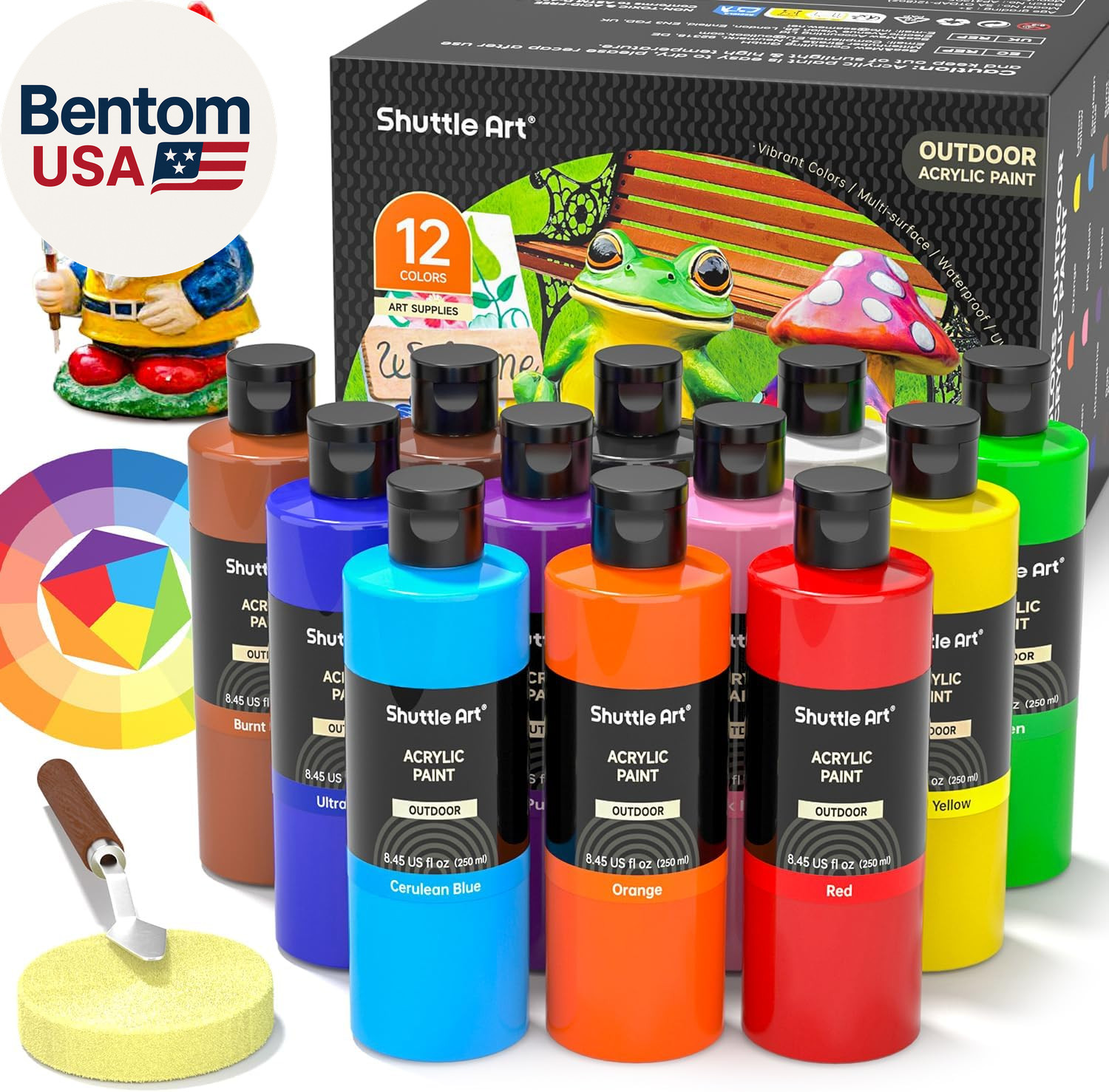 Outdoor Acrylic Paint Set, 12 Colors Waterproof Paint, 8.45O