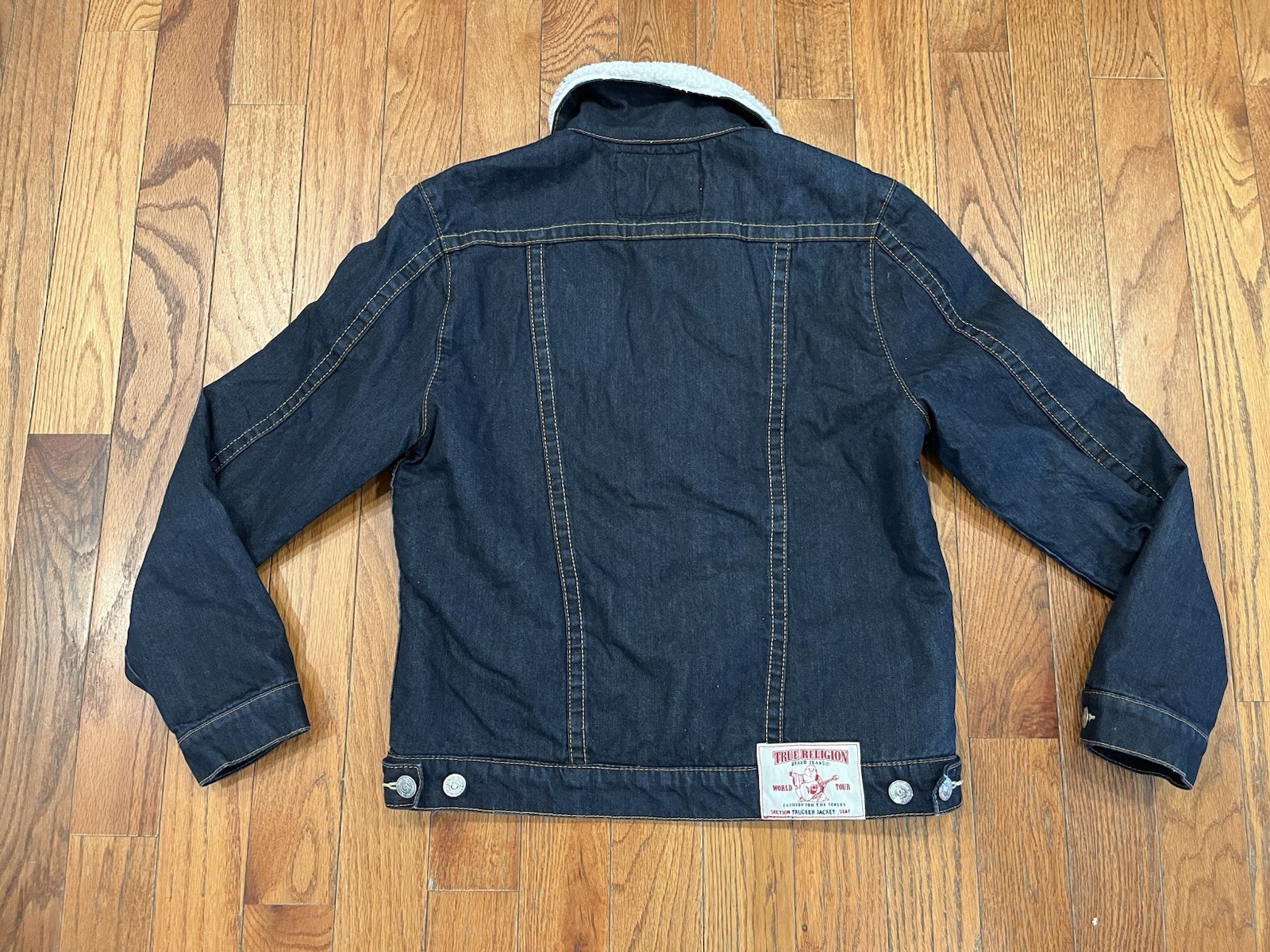 Vintage True Religion Jimmy Sherpa Lined Trucker Denim Jacket Womens Large Y2K thumbnail 11