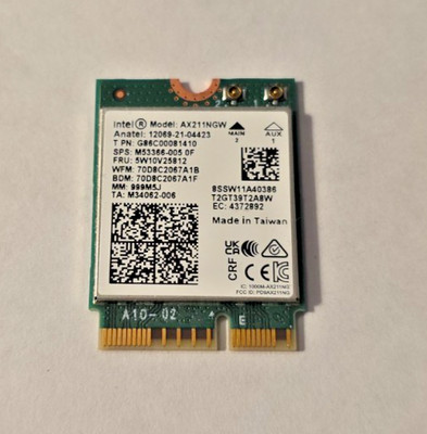 Intel AX211NGW WIFI 6E CNVio2 Adapter w/Tri Band 2.4/5/6GHz AX211NGW 2.4Gbps