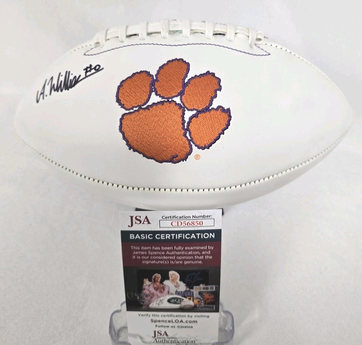 Antonio Williams Autographed Signed Clemson Tigers Football Full Size JSA CD56850 