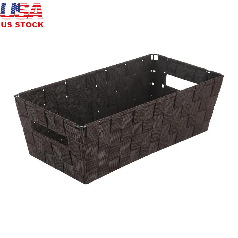 Woven Strap Storage Tote Basket Lightweight Organizer Durable Home Use