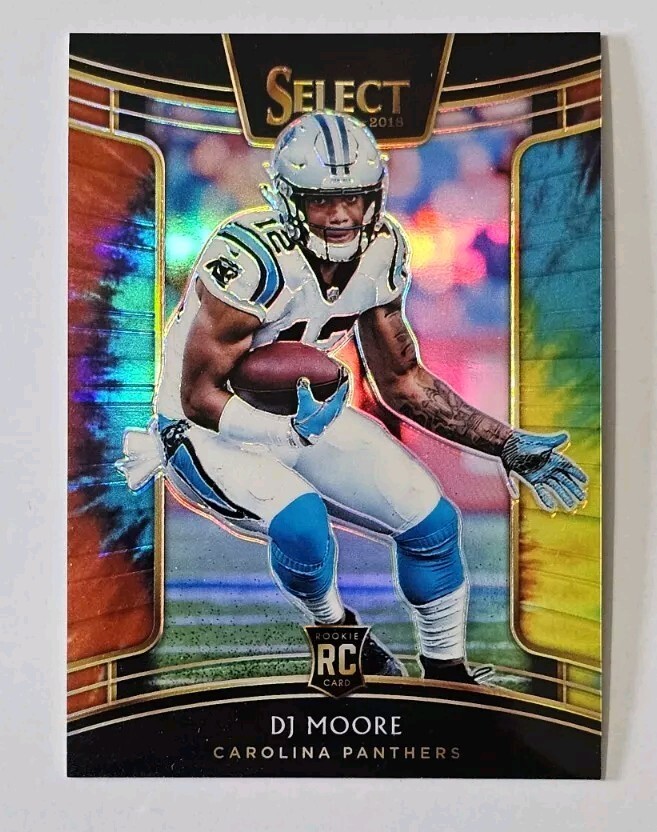 2018 Select Football DJ Moore Concourse Tie-Dye Prizm 22/25 RC Panthers