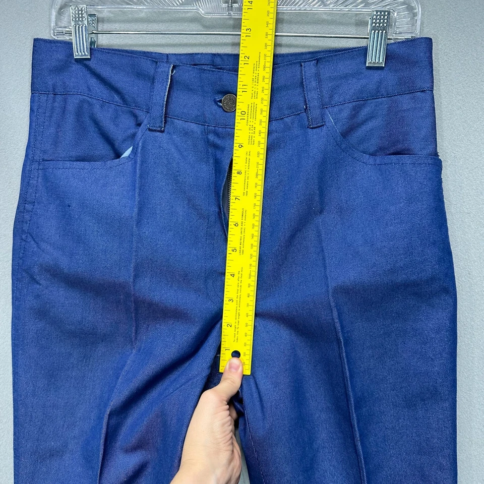 VTG 70s Jeans Embroidered Floral Bell Bottom High Rise 30" Waist Chambray Blue - Image 4 of 4