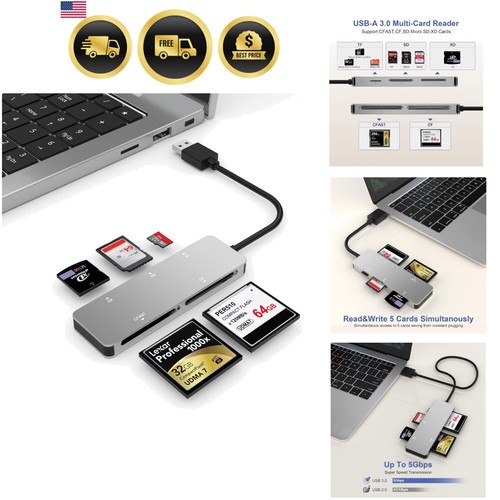 Card Reader USB-A 3.0 Multi-Card CFast SD TF XD Compact High-Speed