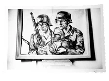 WW2 Era Picture Of Framed German Wehrmacht Drawing Cigarettes