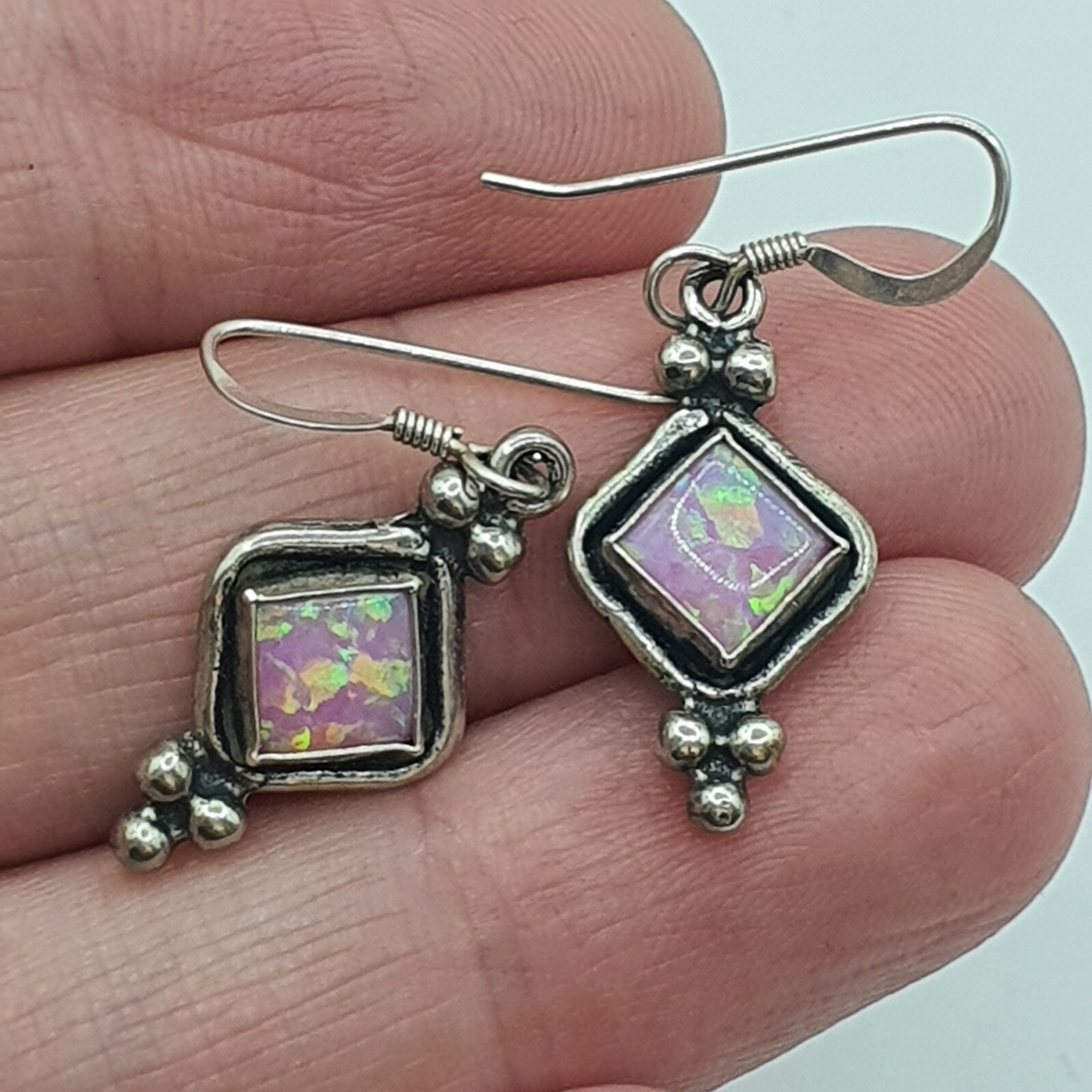 Photo 4 of Vintage "5star" Sterling Silver Earrings with stones Southwest E9