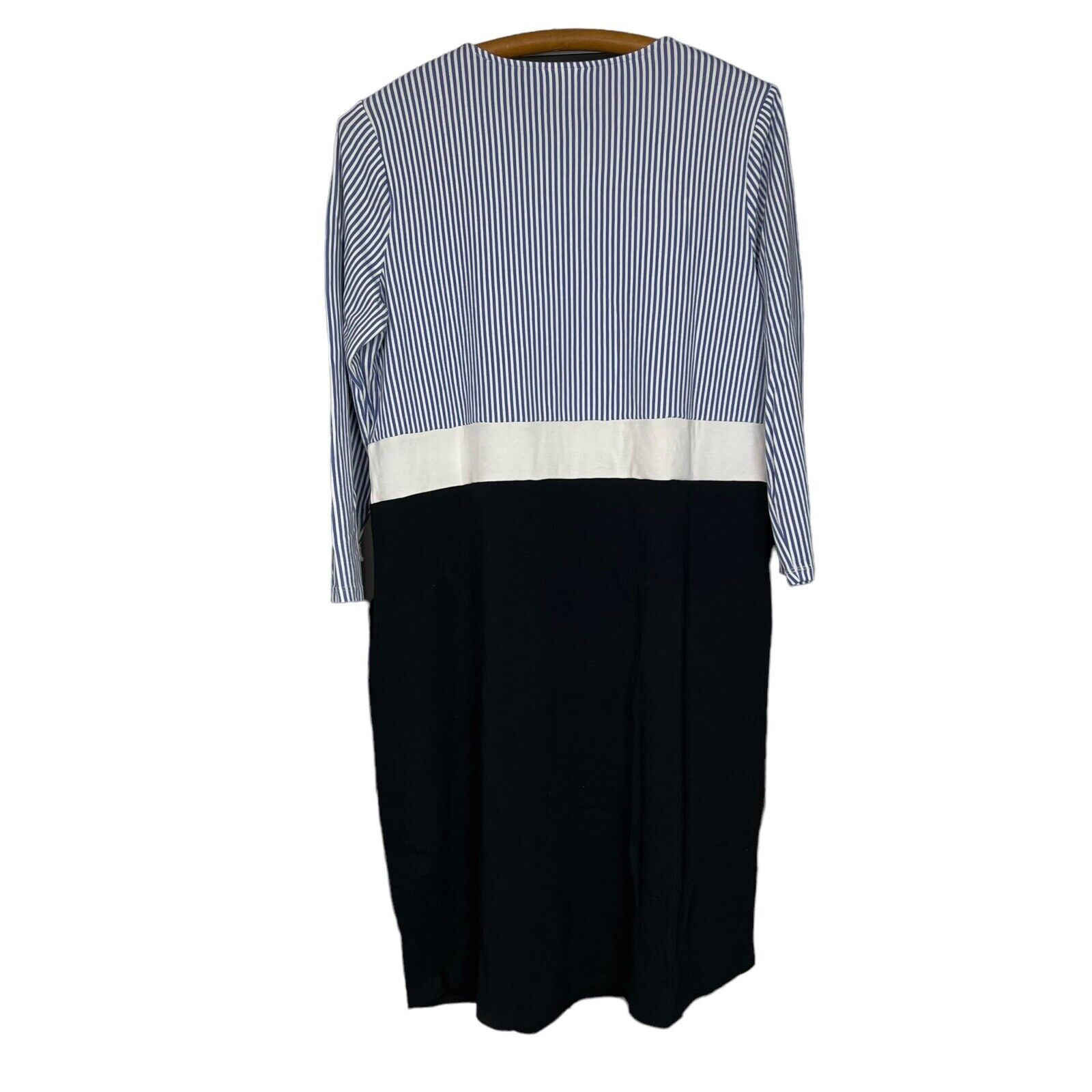 J Jill Striped Knit Dress Blue White Knee High Wo… - image 3