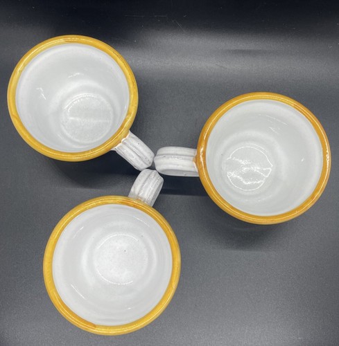 MM Redware Pottery Floral Hand Painted Coffee Mugs made in Portugal Set 3 Rustic - Picture 7 of 9