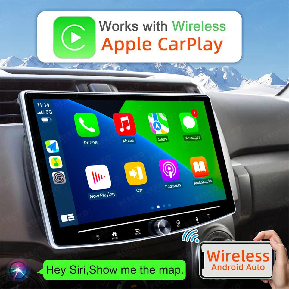 1DIN 2+32G Rotatable 10.1" Android 13 Carplay Car Stereo Radio GPS WIFI+360 Cam - Image 3 of 4