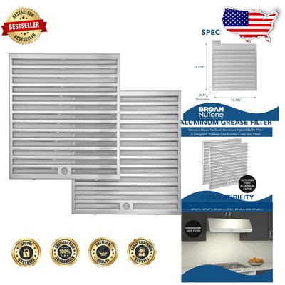 Dishwasher-Safe Aluminum Range Hood Filters, 2 Count - Fits Multiple Models