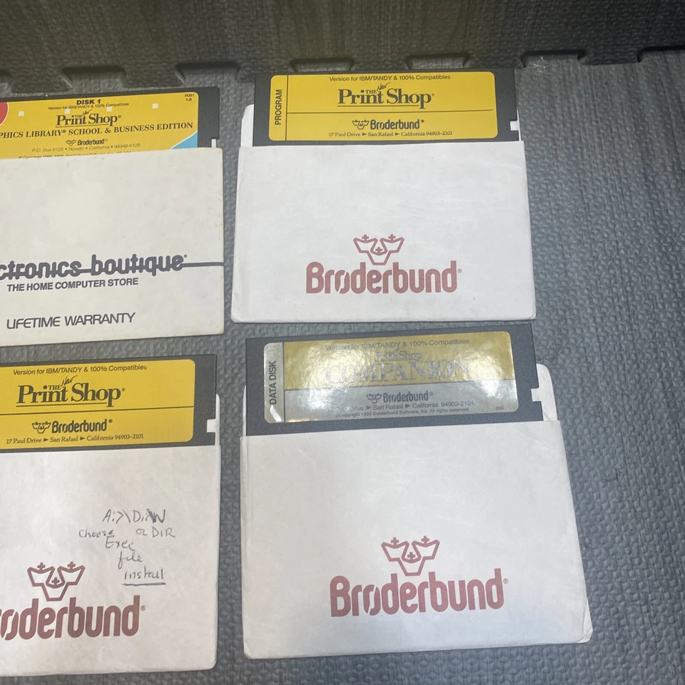 Lot Of 7 The Print Shop Broderbund Windows IBM TANDY 1992 w/ Floppy Disks - Image 4 of 4