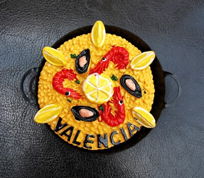 KÜHLSCHRANKMAGNET 3D VALENCIA SPANIEN PAELLA VALENCIANISCHE REISSCHALE METALLPFANNE GARNELEN...