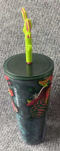 Starbucks 2023 Tumbler Holidays Christmas Silicone Bow Straw Topper 24oz Venti - Picture 3 of 10