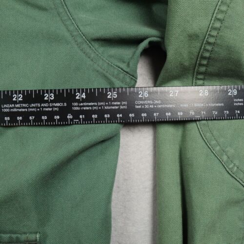 Chaps Ralph Lauren Green Bomber Jacket Men's Large Full Zip Leather Collar Patch - Picture 11 of 17