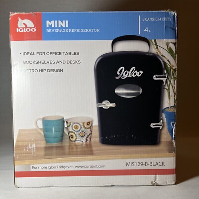 IGLOO Mini Refrigerator AC & DC Hot & Cold Temp, NEW, Black. Truck, Car, Auto