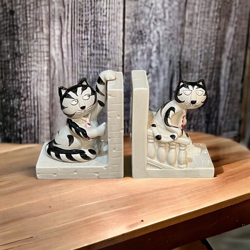 Takahashi Tom Cat Red Tie Ceramic Bookends