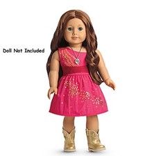 American Girl Saige's Sparkle Dress Gold Sequins Boots NIB NRFB Retired LE