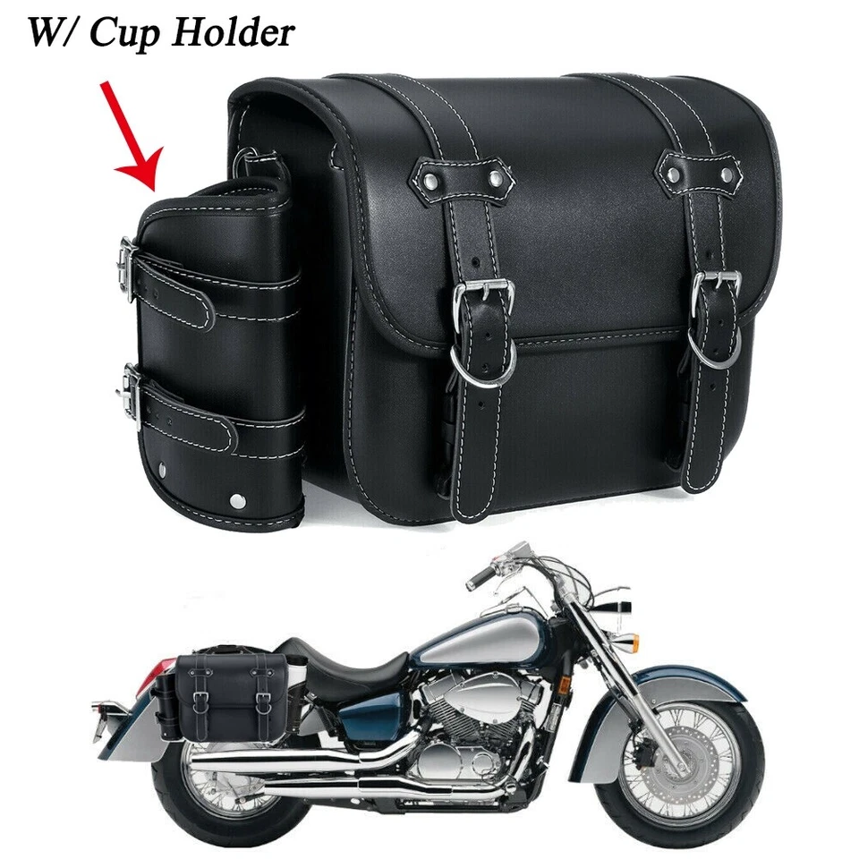 Universal Motorcycle Saddle Bags PU Leather Saddlebags For Motorbike Dirt Bike - Image 4 of 4