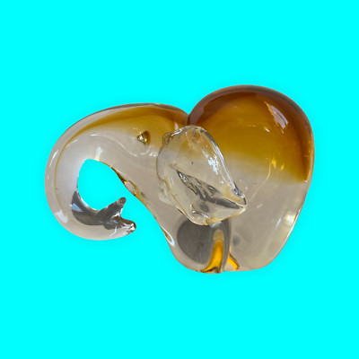Art Glass Elephant 4  x 6.5  Gold to Clear Abstract Studio Art