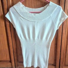 Maurice's Ribbed Boat Neck White Bodycon Top w/Belt Loops Woman's/Jrs L