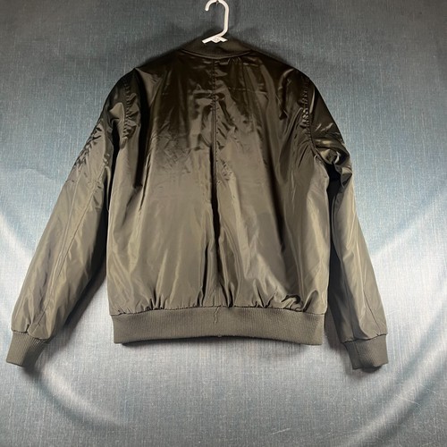 Forever 21 Mens Bomber Jacket Size L Green Lined Ribbed Pockets Full Zip Casual - Picture 2 of 13
